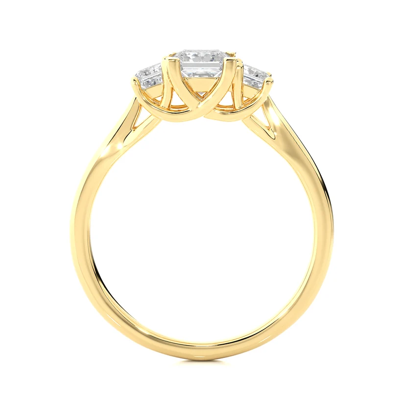 Three Stone Princess Cut Diamond Engagement Ring | Solid Gold | Classic Trilogy Ring | Gift for Her