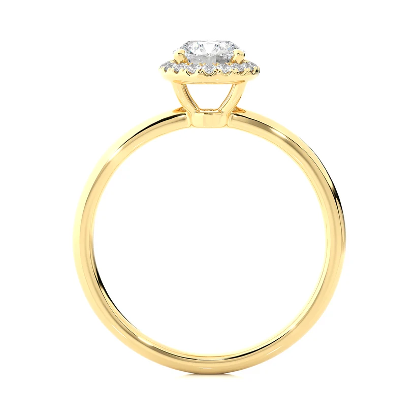 Gold Round Halo Solitaire Engagement Ring for Women | Diamond Halo Wedding Ring