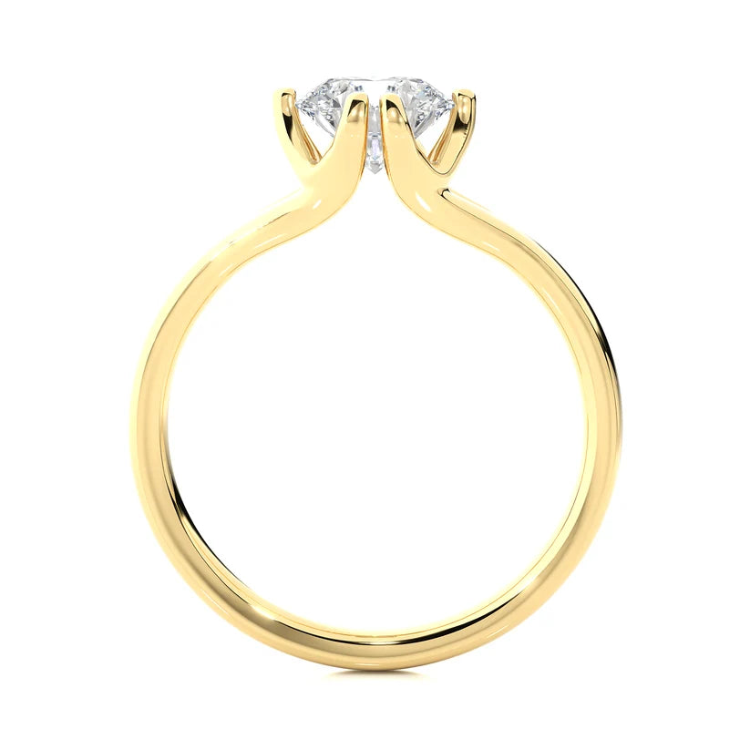 Gold Round Solitaire Engagement Ring for Women | Classic Diamond Wedding Ring