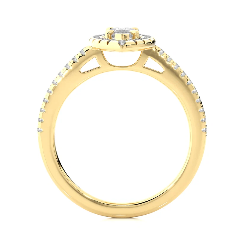 Marquise Halo Diamond Engagement Ring in Solid Gold | Vintage-Inspired Pavé Promise Ring