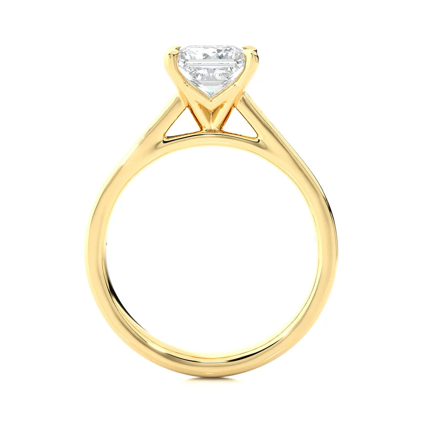 Princess Cut Diamond Gold Engagement Ring with Channel-Set Band