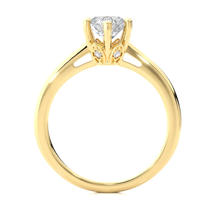 Classic Round Solitaire Diamond Engagement Ring in 10K/14K/18K Yellow Gold