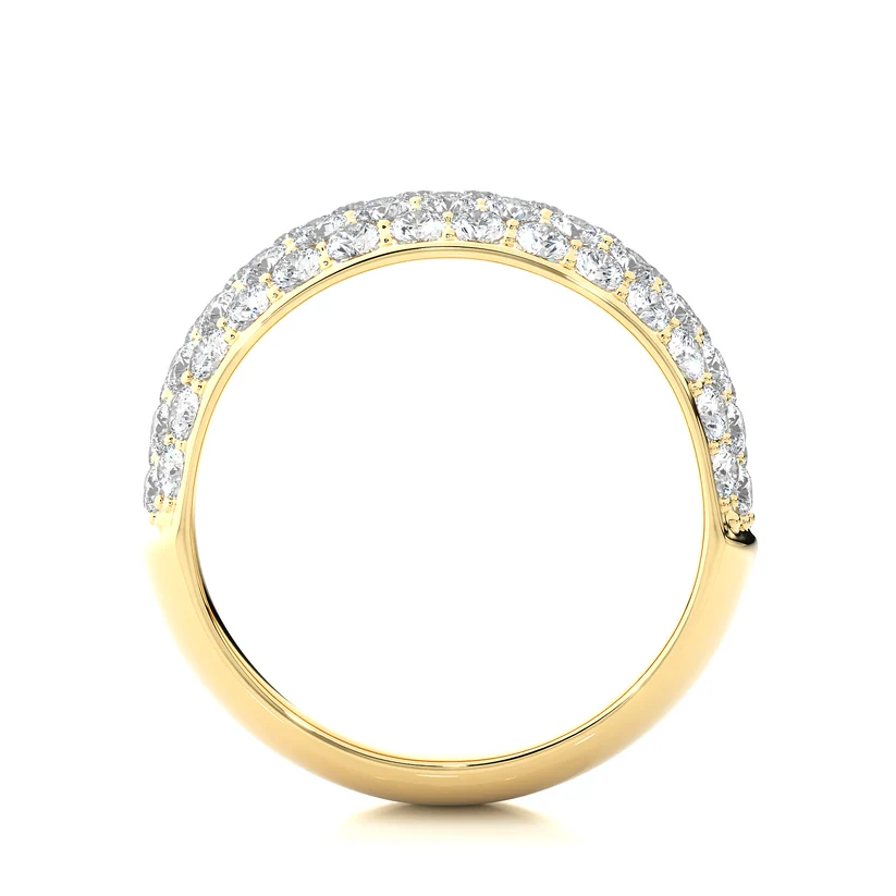 Luxury Multi-Row Diamond Gold Band Ring