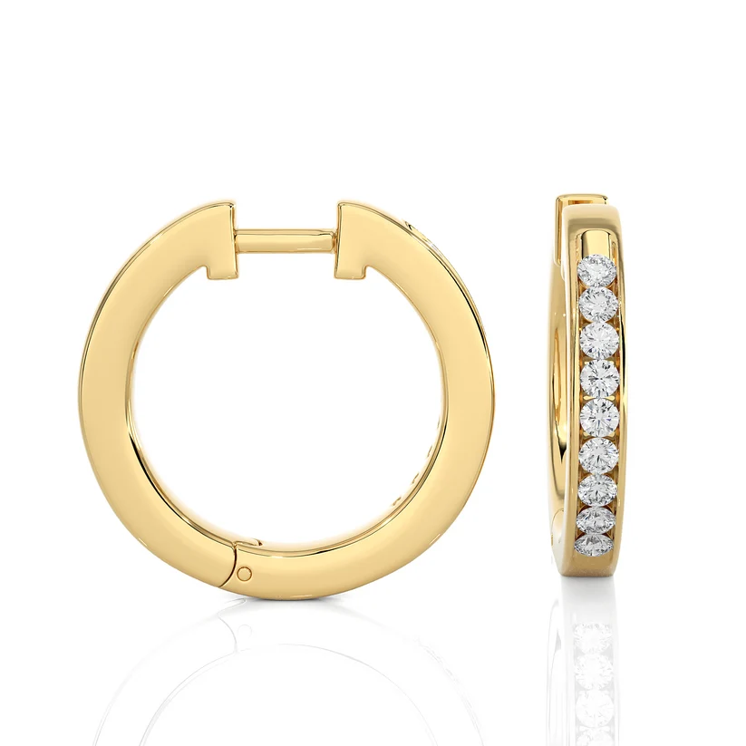Aurelia Round Diamond Pavé Huggie Hoop Earrings