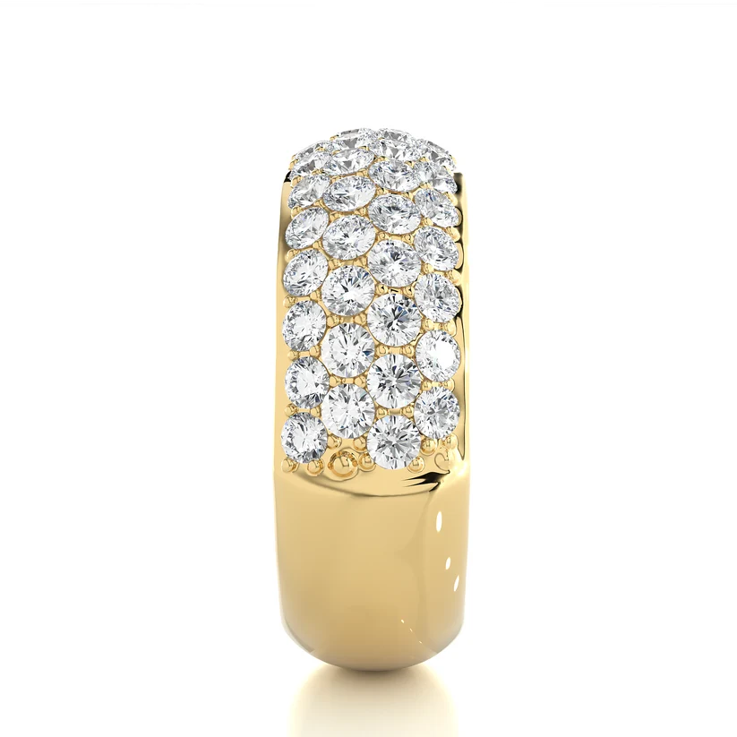 Luxury Multi-Row Diamond Gold Band Ring