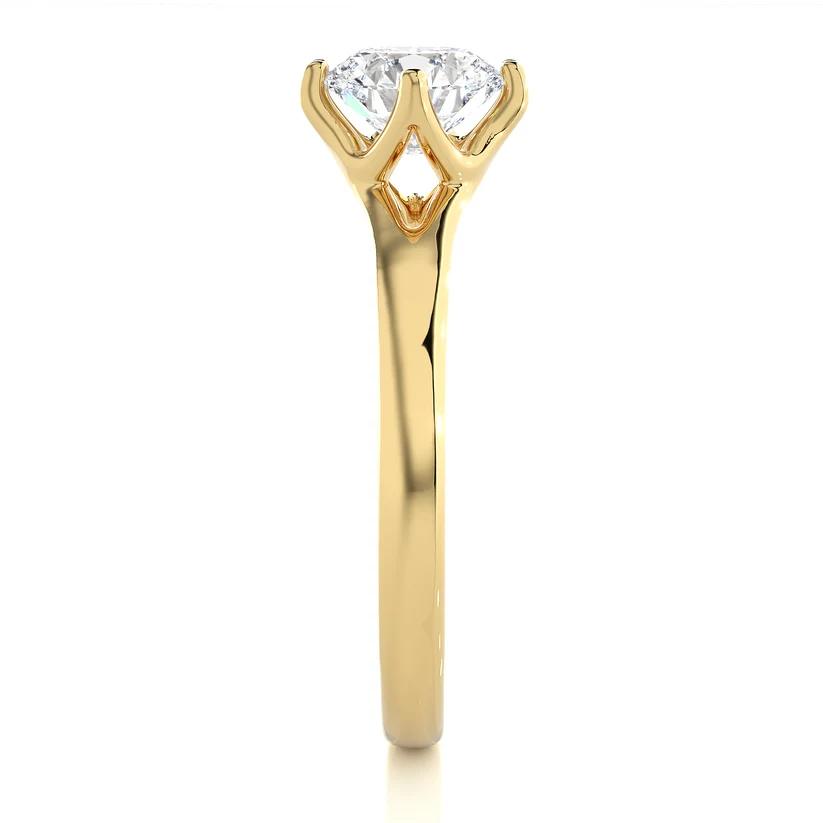 Gold Round Solitaire Engagement Ring for Women | Classic Diamond Wedding Ring