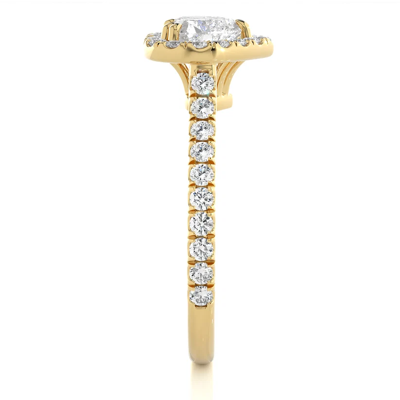 Heart Halo Diamond Engagement Ring in Solid Gold | Pavé Diamond Promise Ring | Romantic Gold Bridal Ring