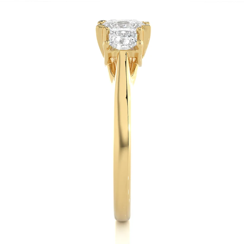 Three Stone Princess Cut Diamond Engagement Ring | Solid Gold | Classic Trilogy Ring | Gift for Her