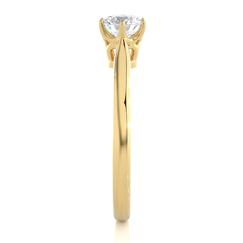 Classic Round Solitaire Diamond Engagement Ring in Solid Yellow Gold | Round Brilliant Diamond | Minimalist Six-Prong Ring