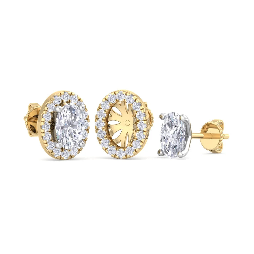 Celeste Oval-Cut Diamond Halo Stud Earrings