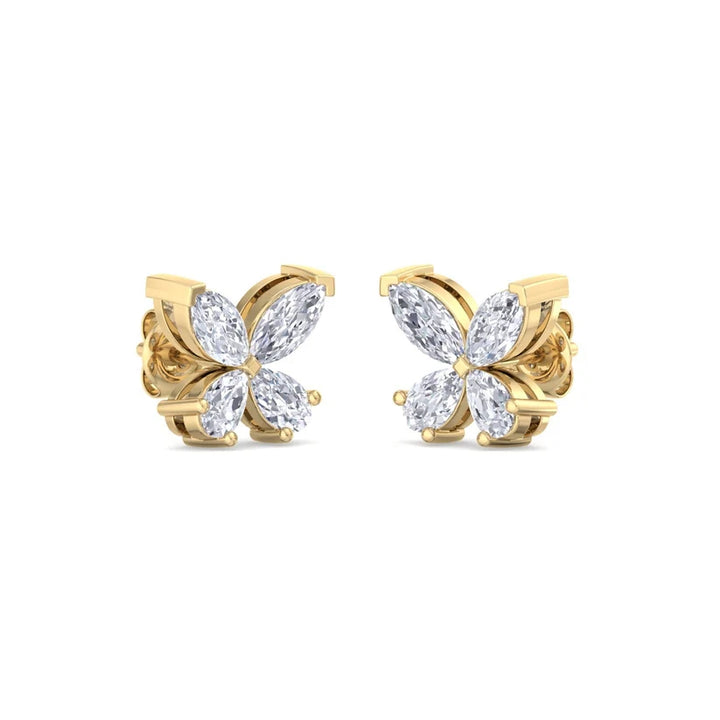 Elegant Butterfly Diamond Gold Stud Earrings