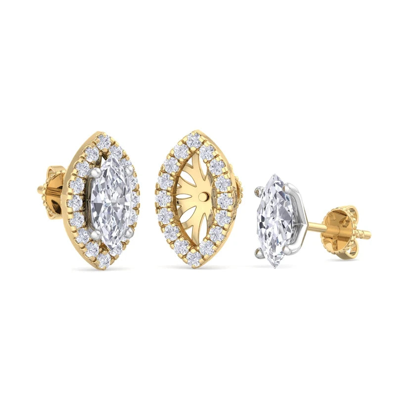 Aurelia Marquise-Cut Diamond Halo Stud Earrings