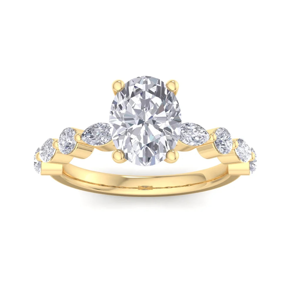 Elegant Oval Cut Diamond Halo Gold Ring