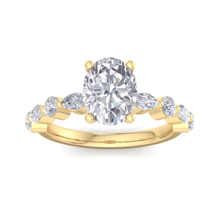 Elegant Oval Cut Diamond Halo Gold Ring