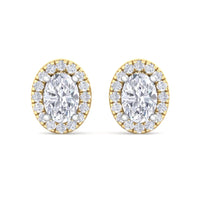 Celeste Oval-Cut Diamond Halo Stud Earrings