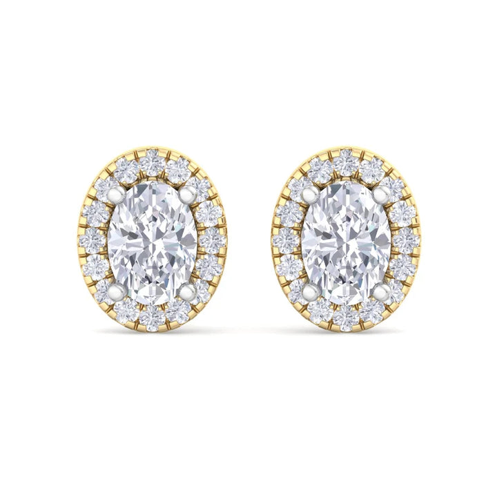 Celeste Oval-Cut Diamond Halo Stud Earrings