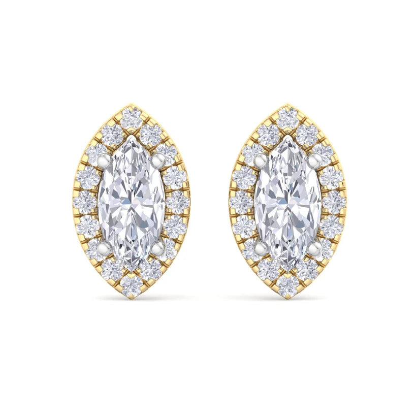 Aurelia Marquise-Cut Diamond Halo Stud Earrings