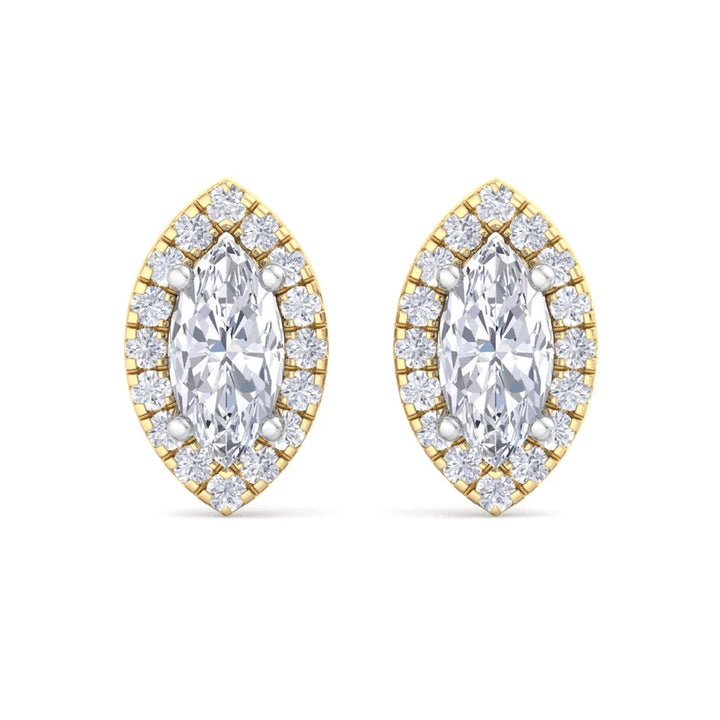 Aurelia Marquise-Cut Diamond Halo Stud Earrings