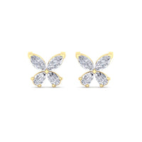 Elegant Butterfly Diamond Gold Stud Earrings