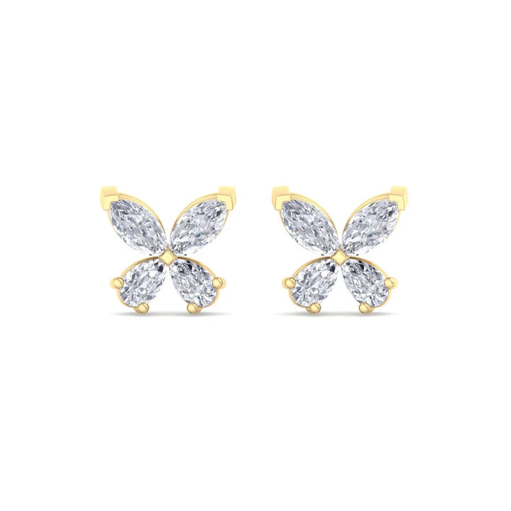 Elegant Butterfly Diamond Gold Stud Earrings