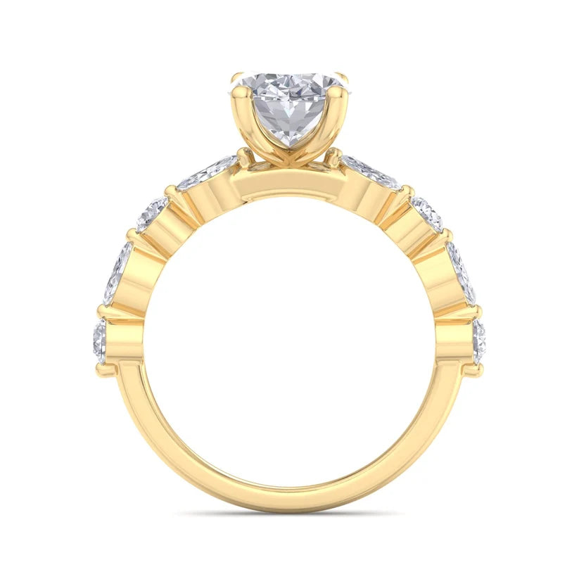 Elegant Oval Cut Diamond Halo Gold Ring