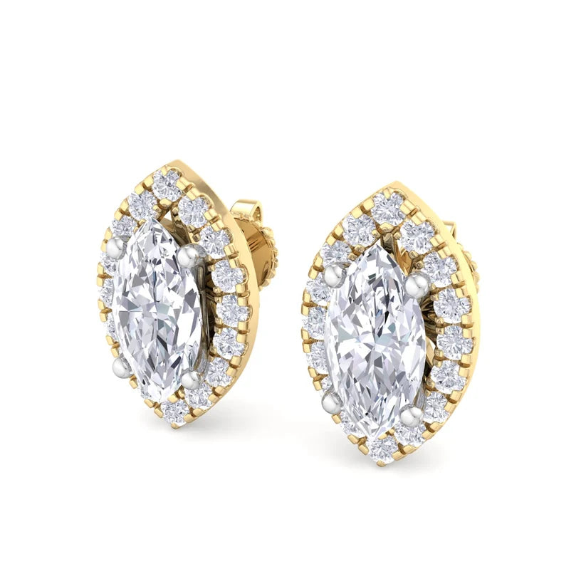 Aurelia Marquise-Cut Diamond Halo Stud Earrings