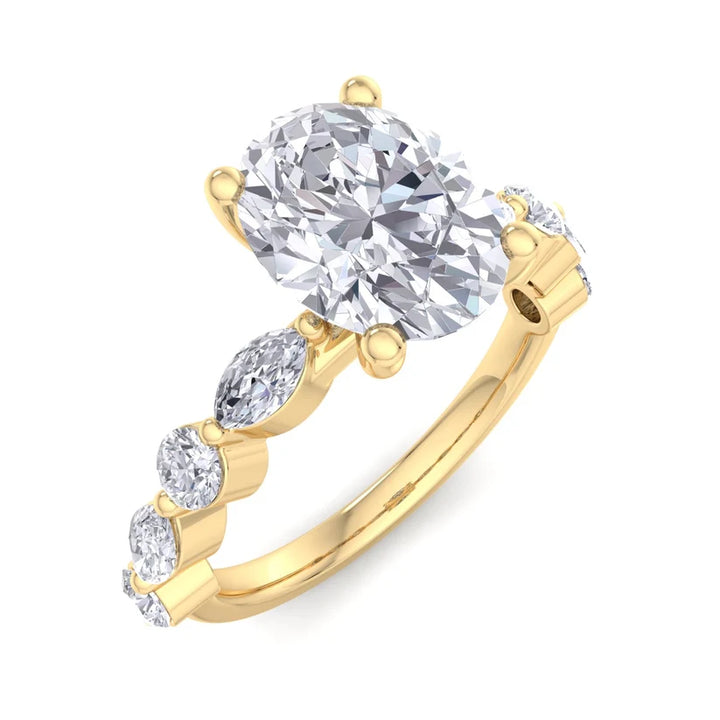 Elegant Oval Cut Diamond Halo Gold Ring