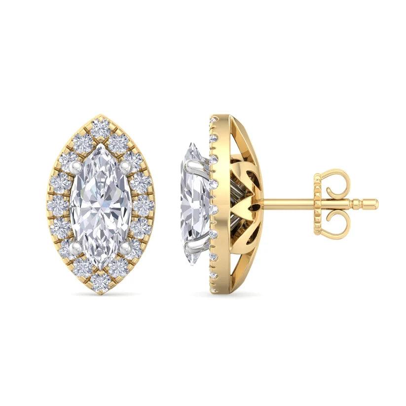 Aurelia Marquise-Cut Diamond Halo Stud Earrings