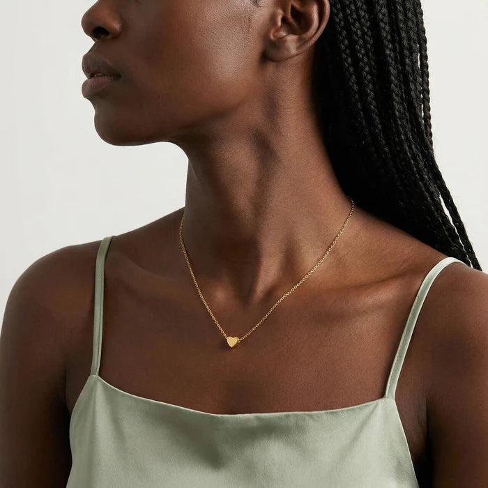 Dainty Puffed Heart Pendant Necklace in 10K/ 14K / 18K Yellow Gold