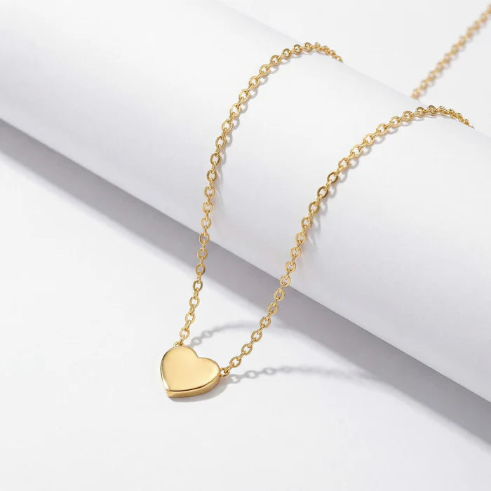 Dainty Puffed Heart Pendant Necklace in 10K/ 14K / 18K Yellow Gold