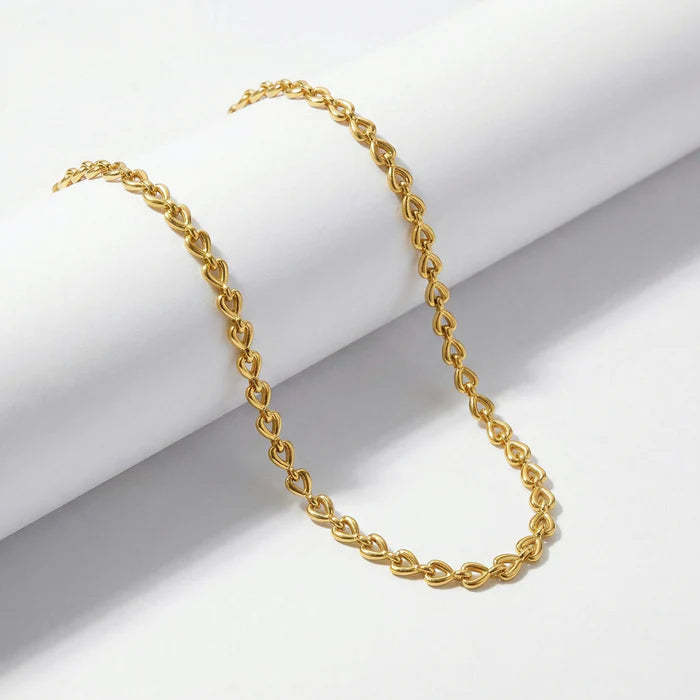 Heart Link Chain Necklace in 10K / 14K / 18K Yellow Gold
