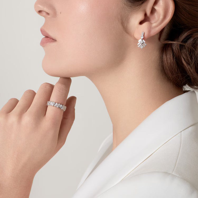 Celestial Baguette, Princess & Trillion Diamond Drop Earrings