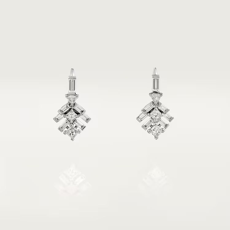 Celestial Baguette, Princess & Trillion Diamond Drop Earrings