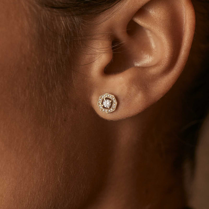 The Octavia Halo Diamond Stud Earrings