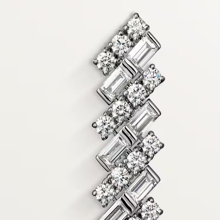 Celestial Baguette & Round Diamond Drop Earrings