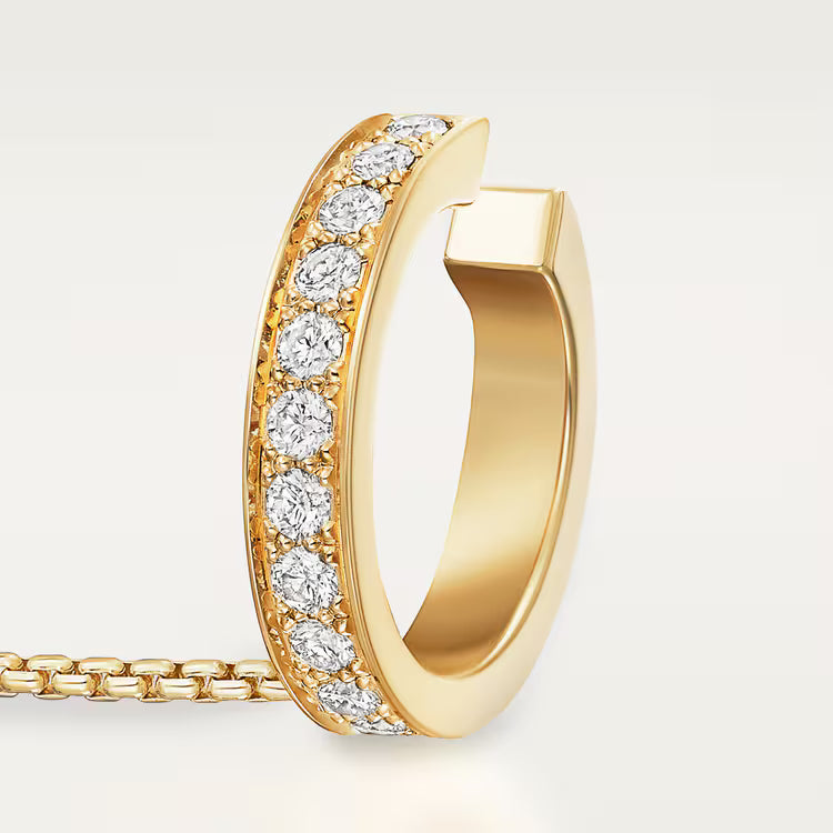 Screw Motif Diamond Ear Cuff with Chain
