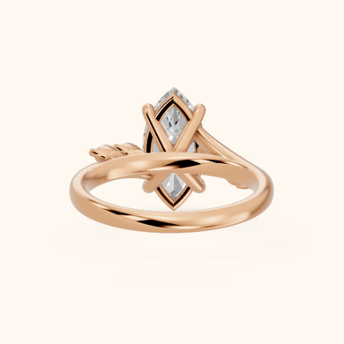 Flora Twist Side Stone Marquise Diamond Engagement & Wedding Ring