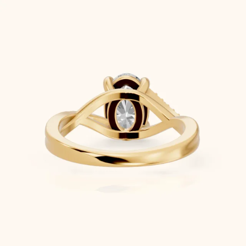 Veronica Twist Side Stone Oval Diamond Engagement & Wedding Ring