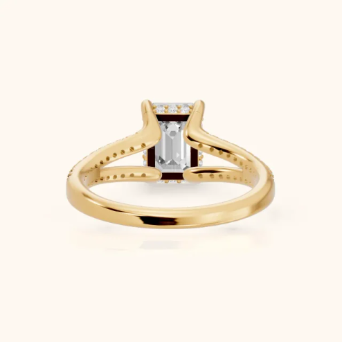 Eternal Embrace Solitaire Emerald Diamond Engagement & Wedding Ring