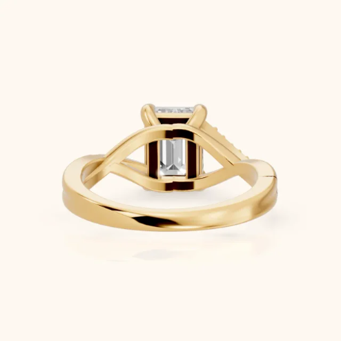 Veronica Twist Side Stone Emerald Diamond Engagement & Wedding Ring