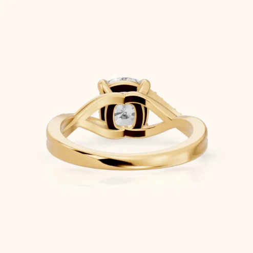 Veronica Twist Side Stone Cushion Diamond Engagement & Wedding Ring