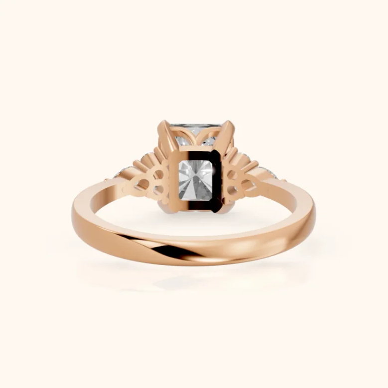 Amelia Three Stone Radiant Diamond Engagement & Wedding Ring