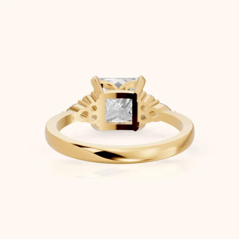 Amelia Three Stone Princess Diamond Engagement & Wedding Ring