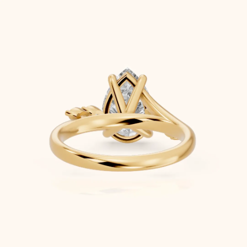 Flora Twist Side Stone Pear Diamond Engagement & Wedding Ring
