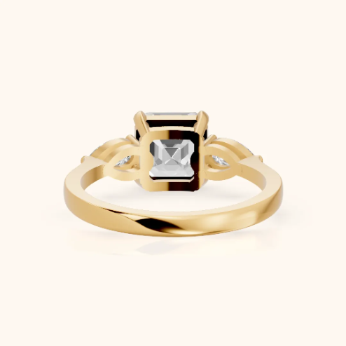 Grace Three Stone Asscher Diamond Engagement & Wedding Ring