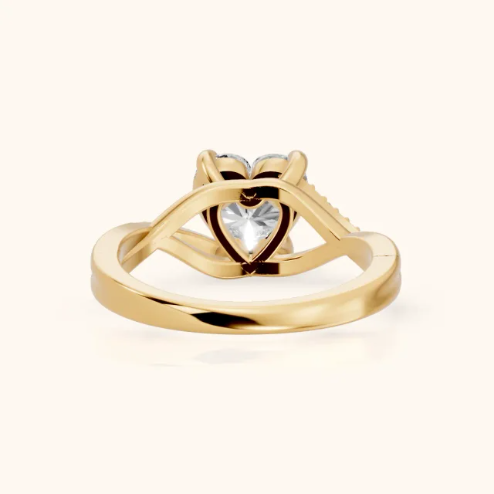 Veronica Twist Side Stone Heart Diamond Engagement & Wedding Ring
