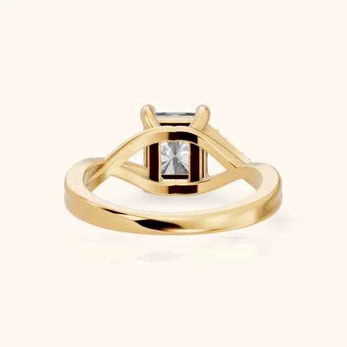 Veronica Twist Side Stone Radiant Diamond Engagement & Wedding Ring