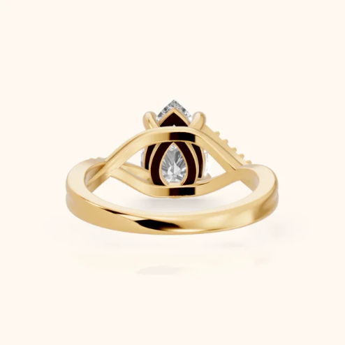 Veronica Twist Side Stone Pear Diamond Engagement & Wedding Ring