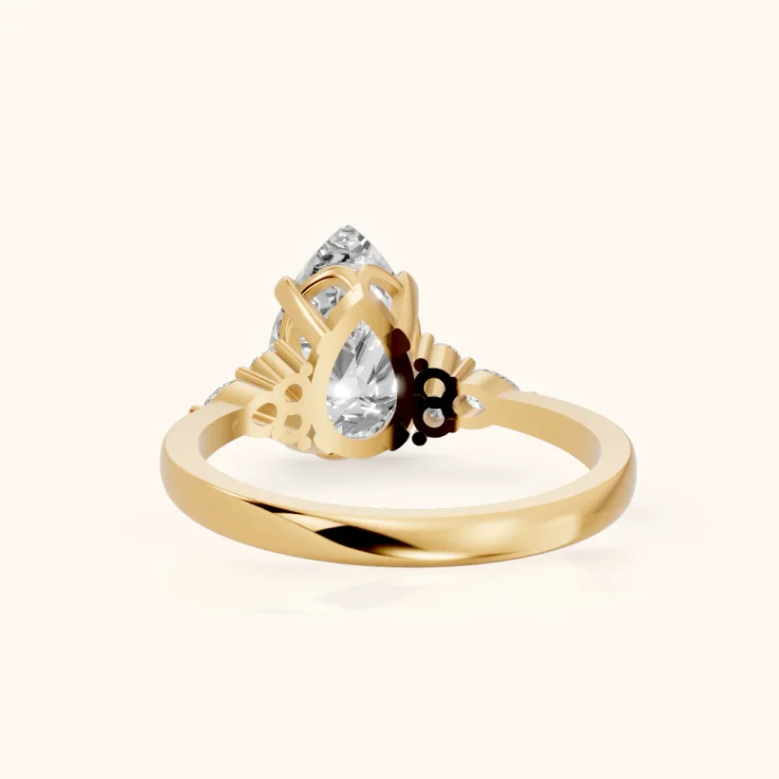 Amelia Three Stone Pear Diamond Engagement & Wedding Ring