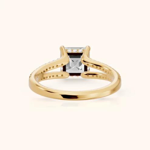 Eternal Embrace Solitaire Asscher Diamond Engagement & Wedding Ring